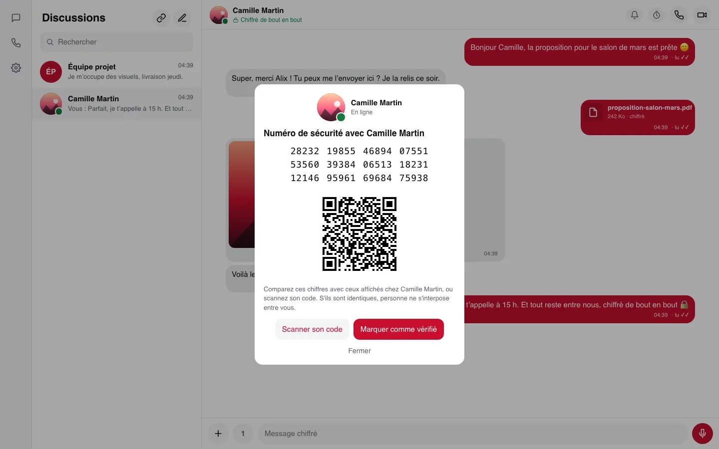 Vérification du numéro de sécurité d'un contact