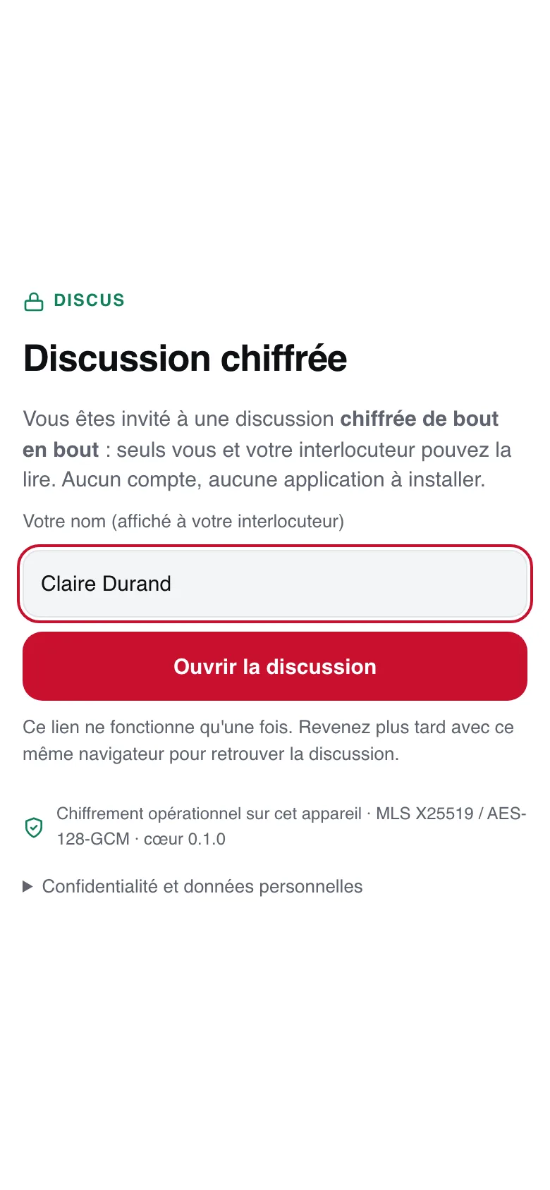 L'invité ouvre le lien dans le navigateur de son téléphone et choisit simplement le nom affiché